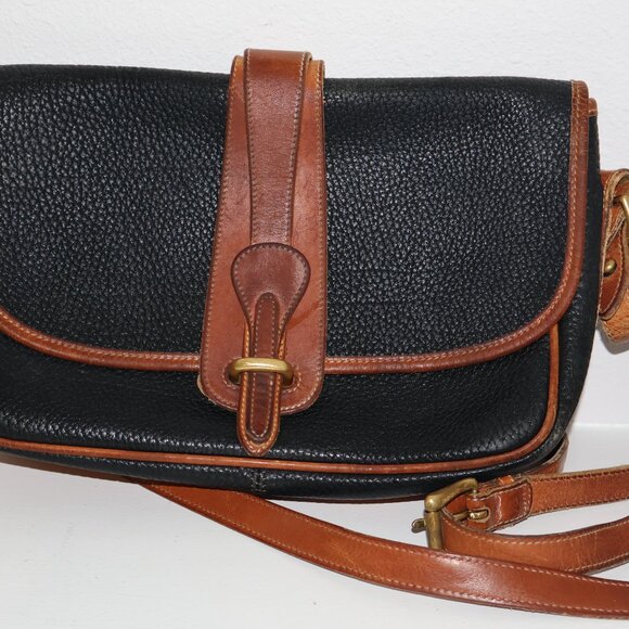 Dooney & Bourke Black Brown All Weather Leather Equestrian Shoulder Bag - Picture 15 of 16